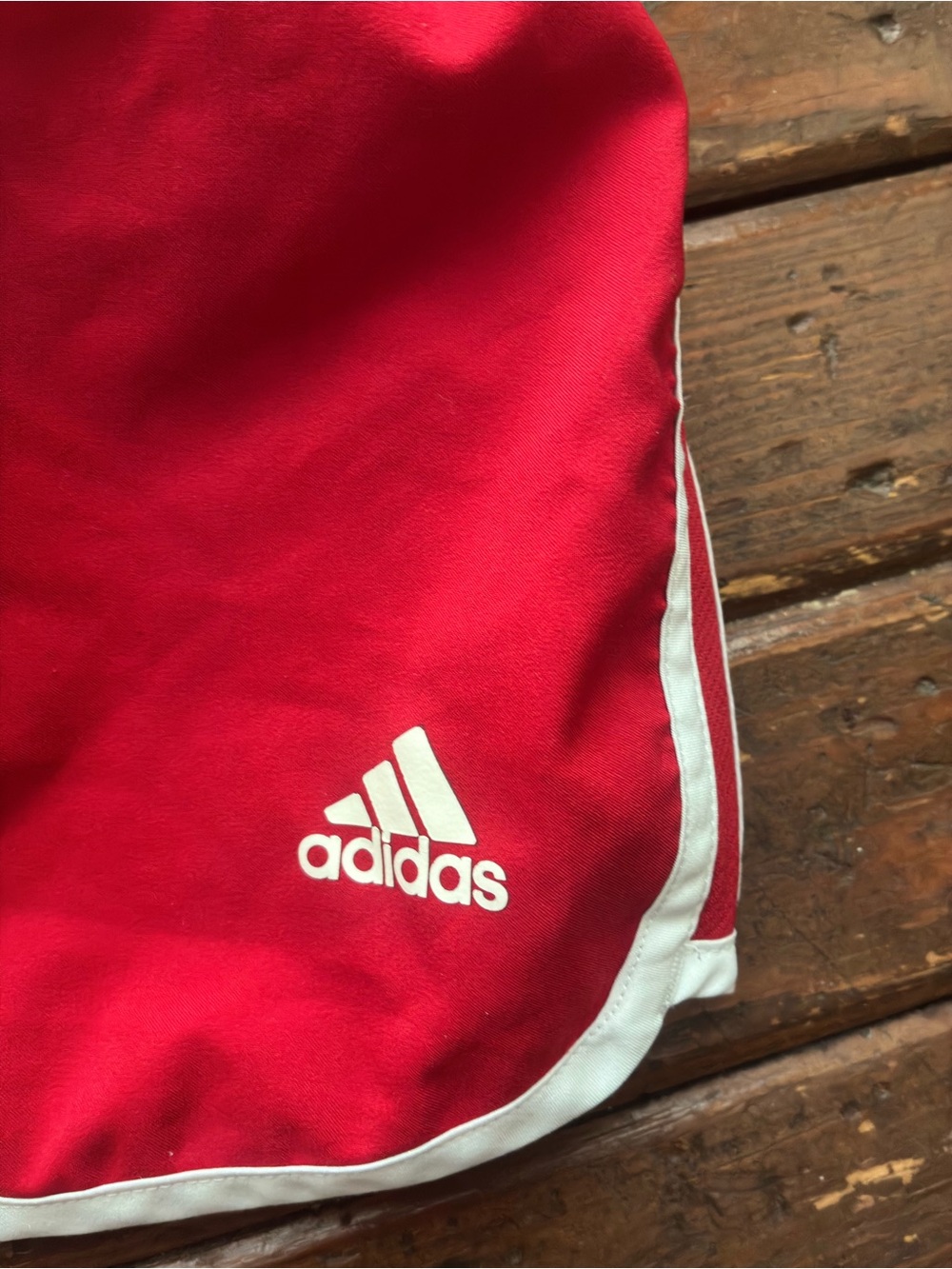 adidas Red Athletic Shorts with White Trim - Picture 4 of 4